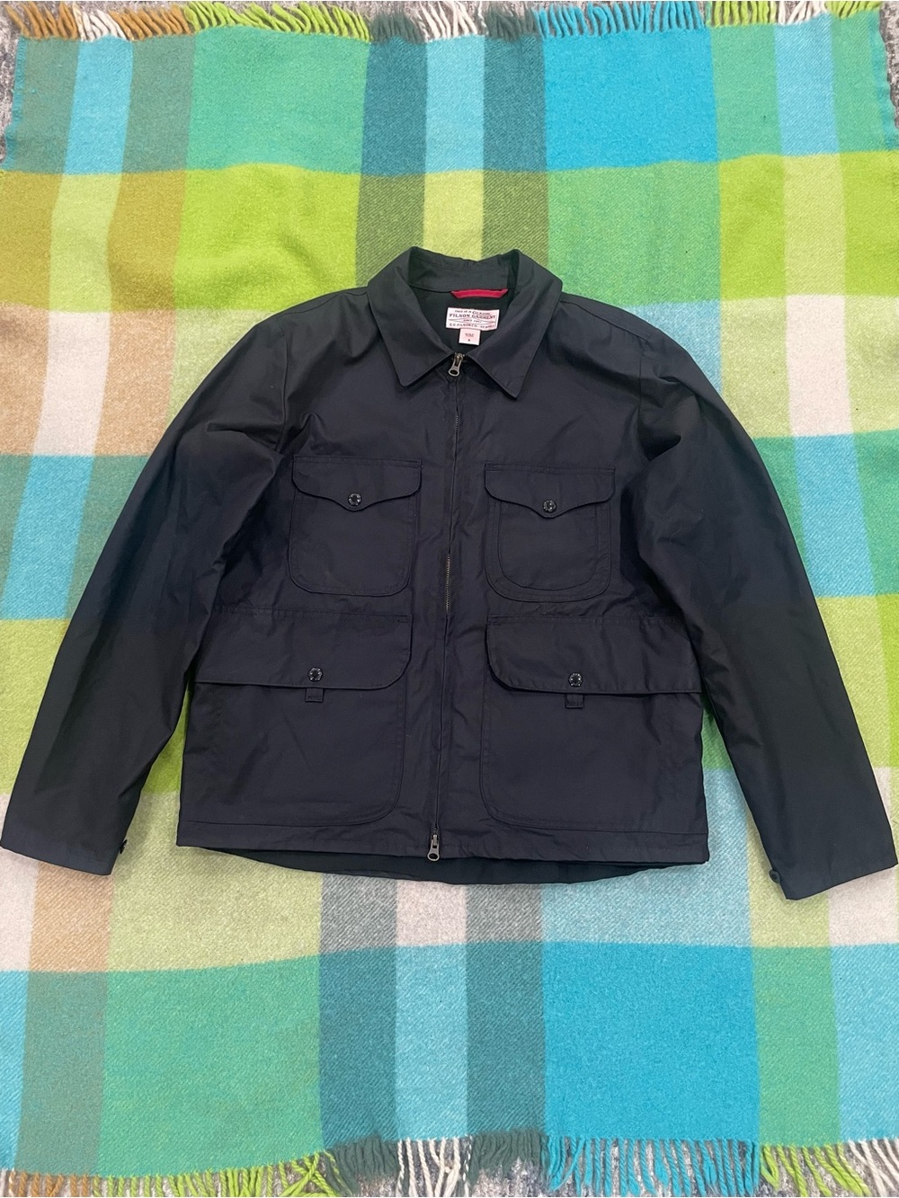 Filson Non Waxed Cover Cloth Bell Bomber Jacket Black Made in USA Men’s